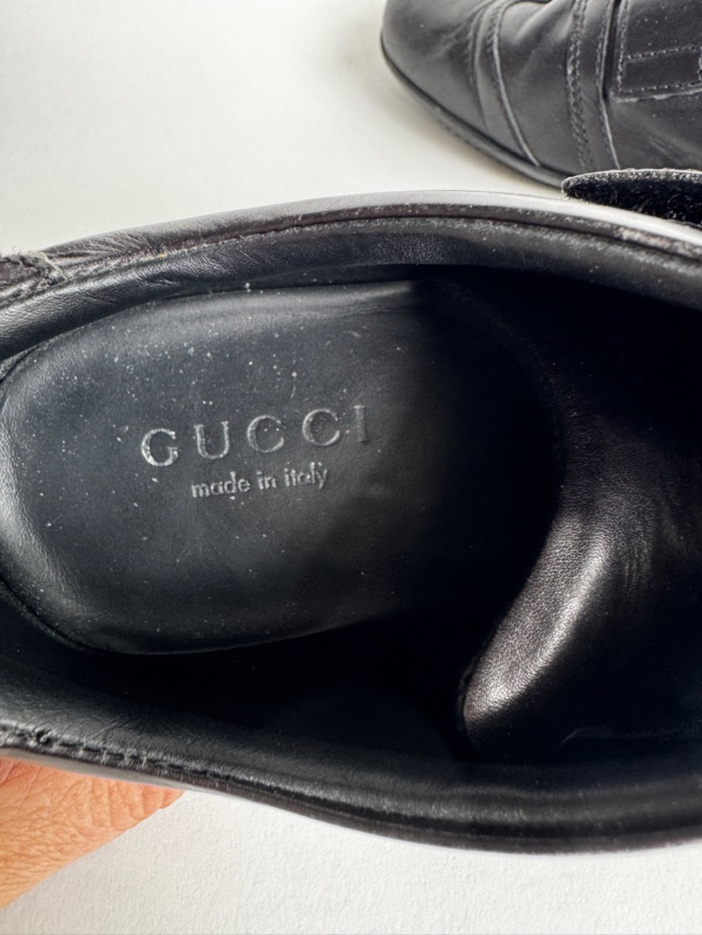 Vintage Gucci Black Leather Triple Velcro Strap Sneaker Gold Hardware 10B - Picture 5 of 13
